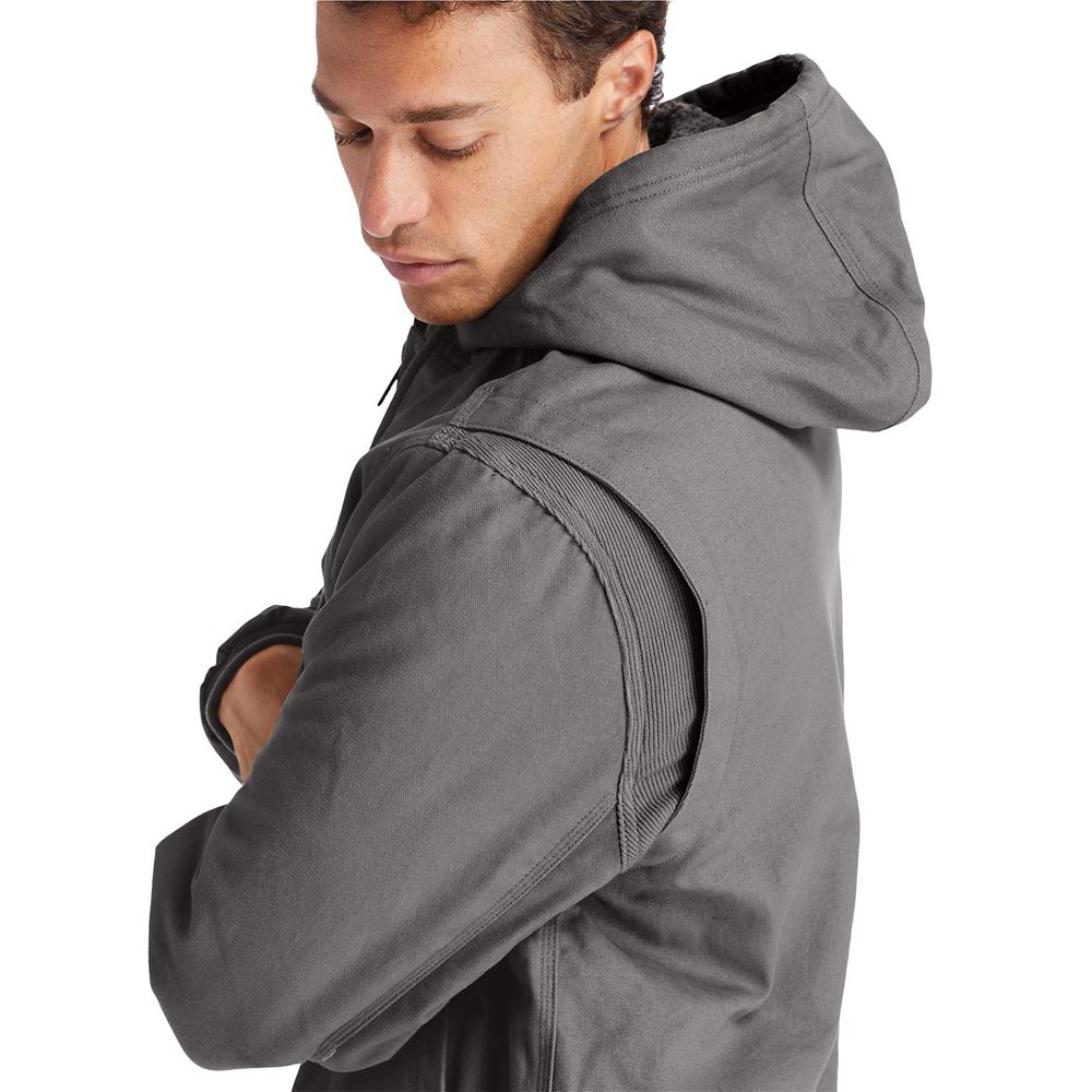 Chaquetas Timberland Argentina Hombre - Pro® Gritman Lined, Hooded Lona - Gris Oscuro - PIYGXD-741